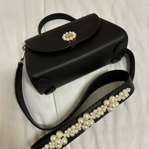 Elegant Simone Rocha Black Handbag with Pearl Strap Poshmark sucks.